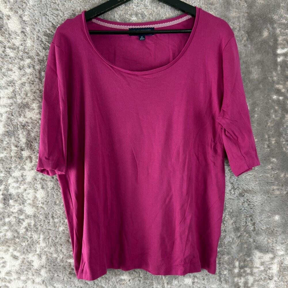 Jones New York Plus Size 2X Minimalist Casual Top Purple 3/4 Sleeve Pullover